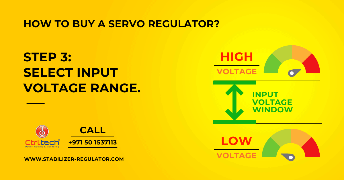 Select input voltage range of servo speed regulator.